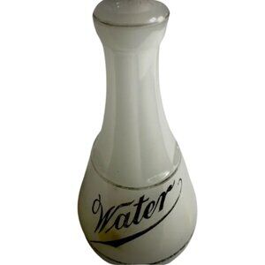 Antique Vintage Barbers Apothecary Water Bottle Clambroth Milk Glass